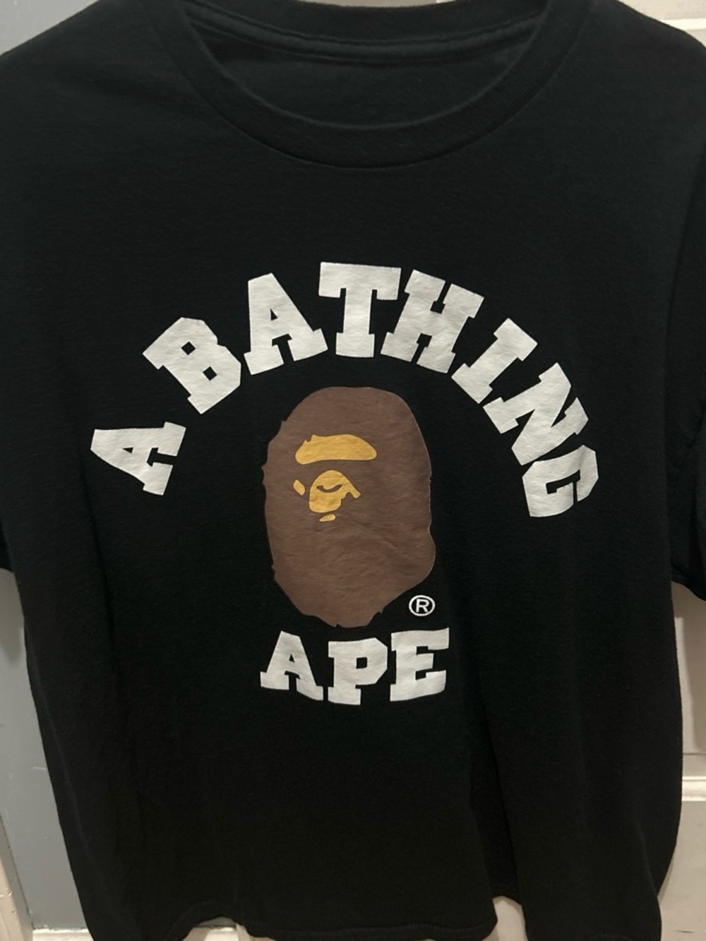 Bape Black Tee with Brown & Yellow Ape Logo
